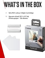 Canon SELPHY XS-20L Ink + Paper Multipack 1 Cartridge 20 Sheets 72x85mm view 7