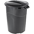 DayGo 32 Gallon Heavy Duty Plastic Garbage Can, Included Lid, Indoor/Outdoor, Black