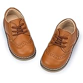 Meckior Toddler Boys Girls Black Dress Shoes Little Kid Oxford Shoes Wedding Church Dress Shoes PU Leather Lace Up School Uniform Loafer Flats