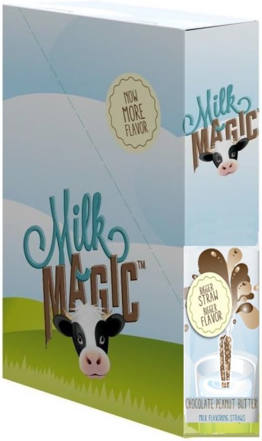 Milk Magic Milk Flavoring Magic Straws Assorted Flavors (Chocolate Peanut Butter, 56 Count)
