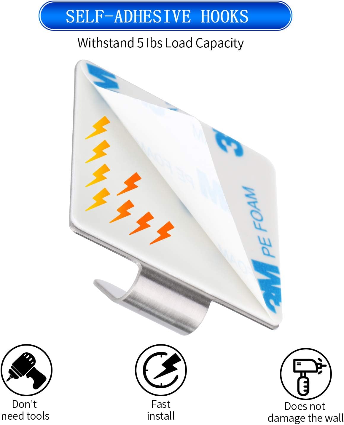 wirecutter coat rack on Amazon Com Towel Hooks Kone Self Adhesive Hook Stainless Steel For Bathroom Office Home Waterproof Heavy Duty Wall Hooks Rack Hanger Fit Robe Hat Keys Silver 4 Pieces Home Kitchen