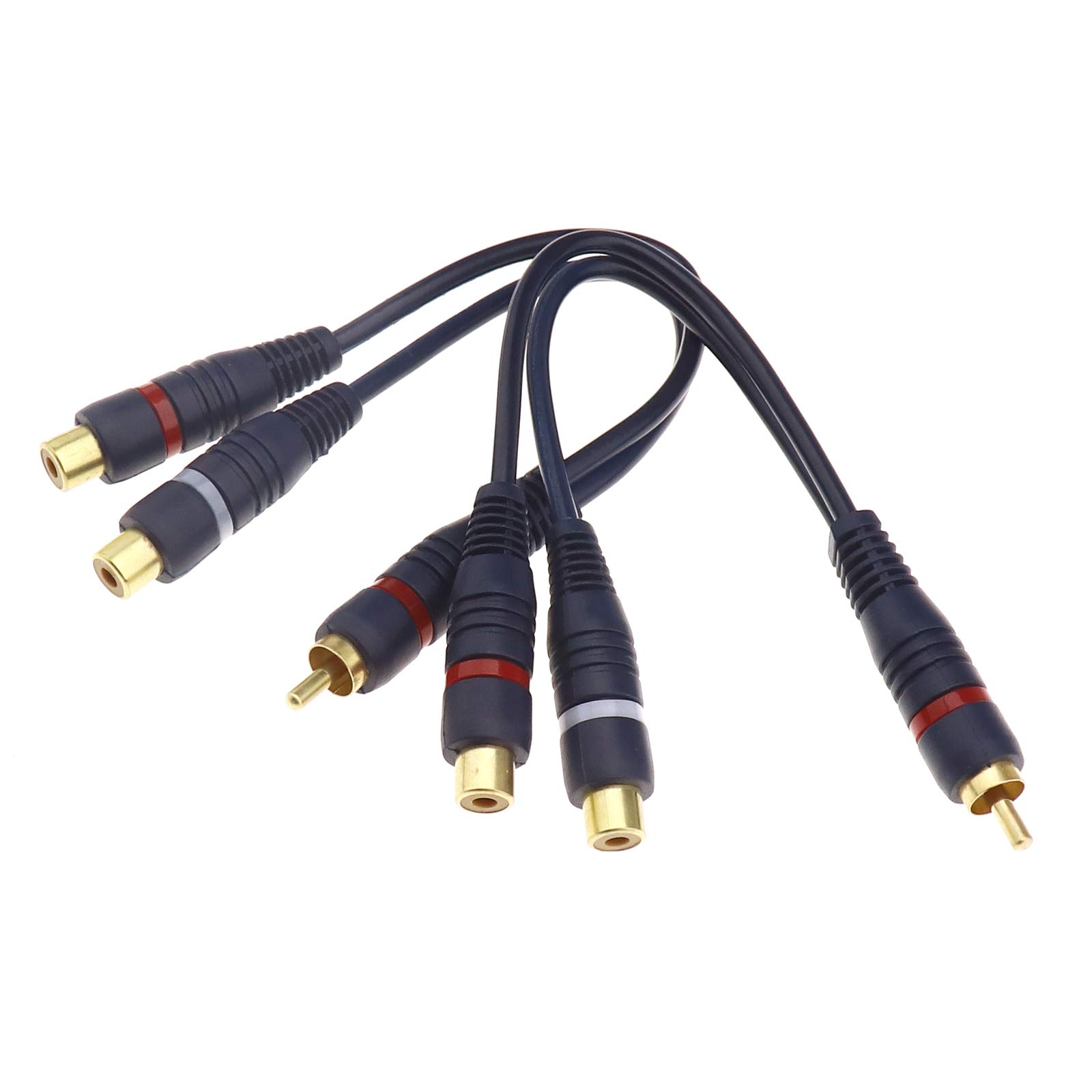 ENET 2 Pack Of 20cm 1 RCA Male to 2 Phono Female Splitter Y Adapter Digital Audio Lead