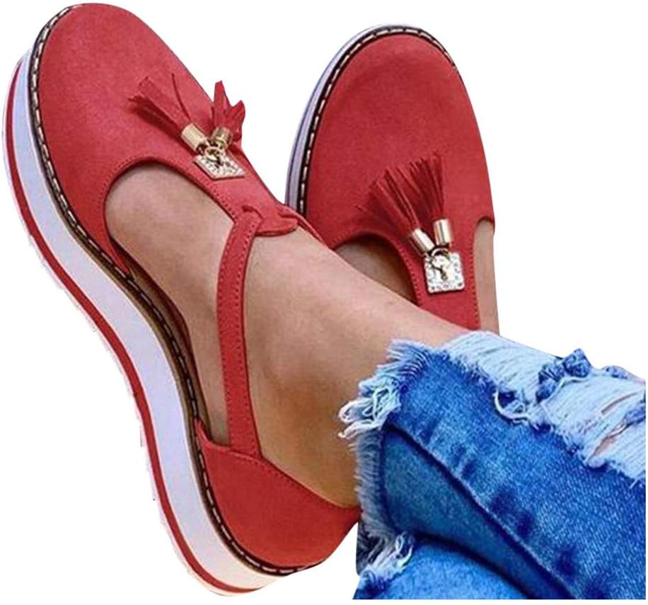 Gibobby Platform Sandals Espadrille,Women's Straps Platform Wedges Sandals Casual Summer Closed Toe Espadrilles Sandals