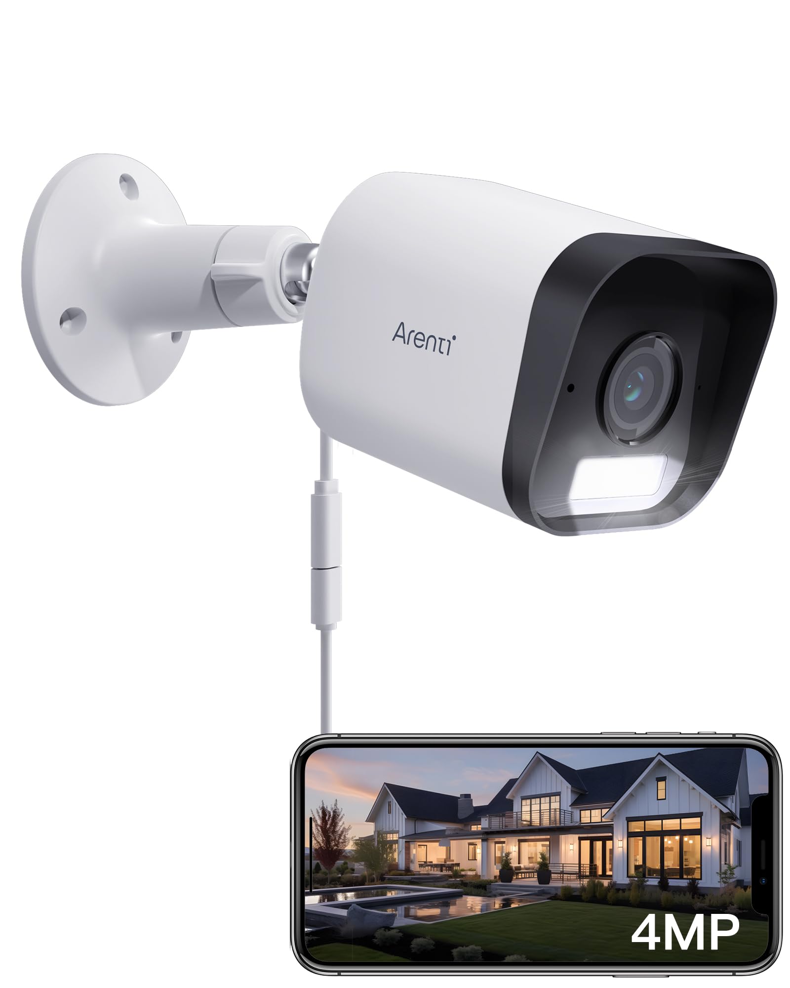 ARENTI 2.5K/4MP Security Camera Outdoor,CCTV Camera with Spotlight,Colorful Night Vision,2 Way Audio,Motion Detection,Customize Zone,24/7 Recording,IP65,Wifi Camera Outdoor