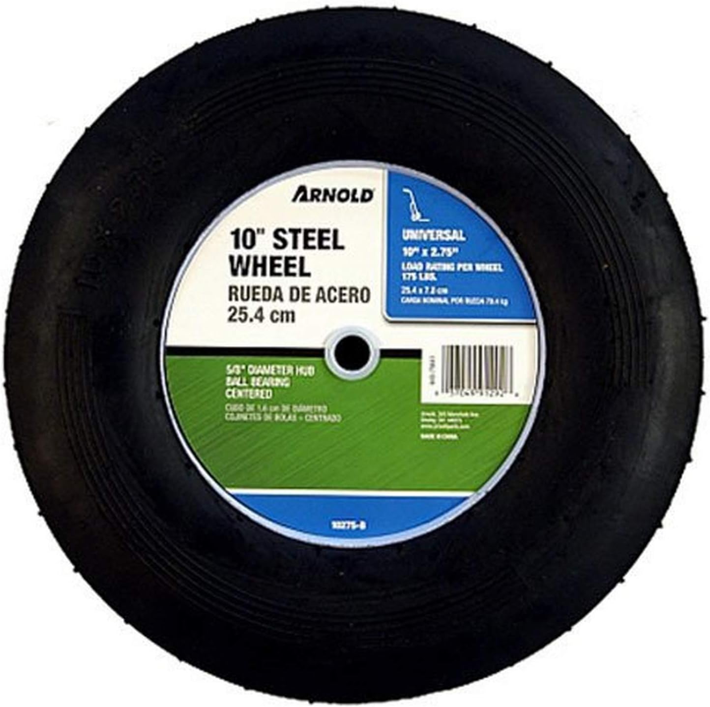 Arnold 10275-B Lawn Mower Wheel, Steel, Universal Replacement, 10-in. - Quantity 1