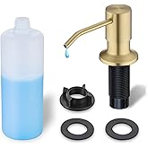 Gold Soap Dispenser for Kitchen Sink, WEWE Brushed Gold Soap Dispenser with Long Spout and Gold Soap Pump Built in Countertop Under Sink Stainless Steel