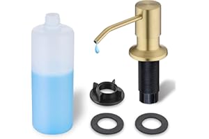 Gold Soap Dispenser for Kitchen Sink, WEWE Brushed Gold Soap Dispenser with Long Spout and Gold Soap Pump Built in Countertop Under Sink Stainless Steel