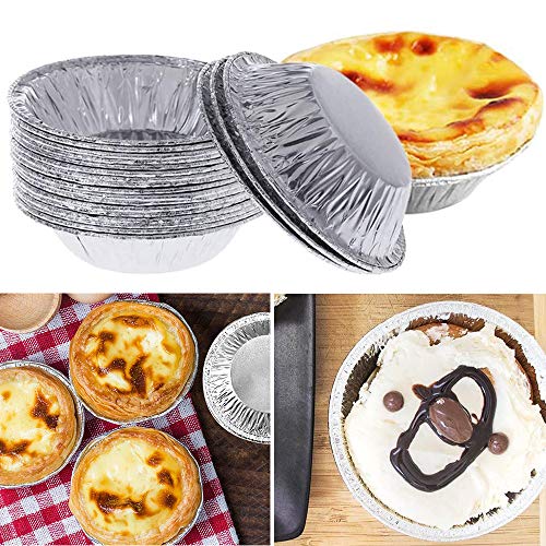 Foil Trays Muffin Cases, 60PCS Foil Pie Dish Foil Bun Cases Tin Foil Trays Mini Egg Tart Cases