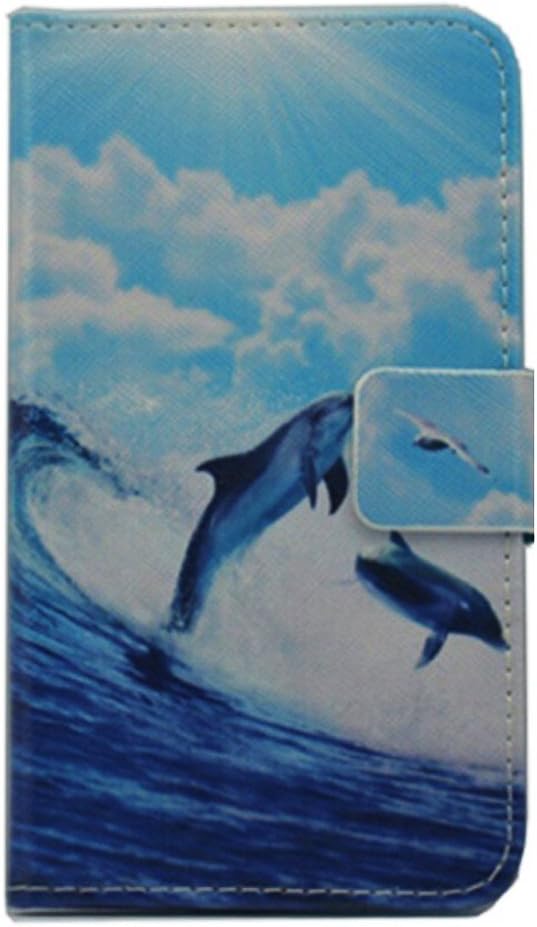 Lenovo Vibe B case [with free stylus], luxury Wallet card holder Magnetic flip Leather case cover for Lenovo Vibe B (Dolphin design)