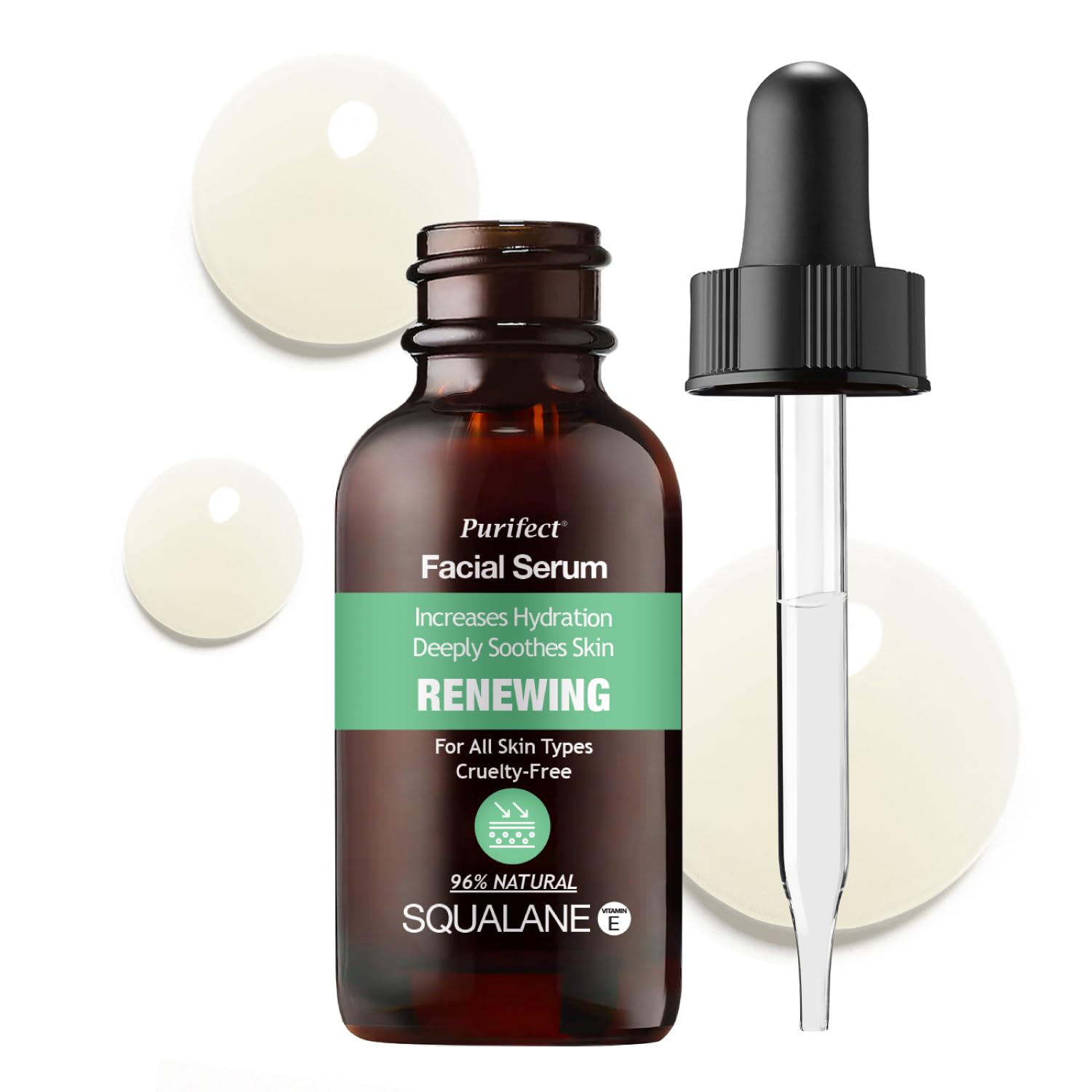 Purifect Renewing Squalane Facial Serum, Helps Increase Hydration and Deeply Soothes Skin, With Arginine and Vitamin E Oil, Suitable for All Skin Types 30ml