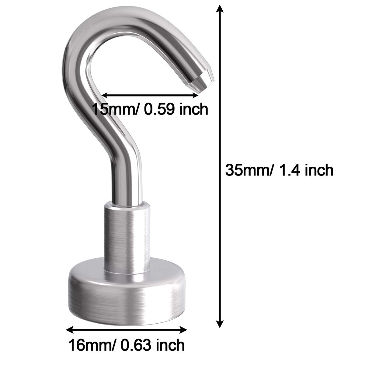Magnetic Hooks, Makone 12 Pound Heavy Duty Neodymium Hanging Mighty Magnetic Hooks D16 (10 Packs)