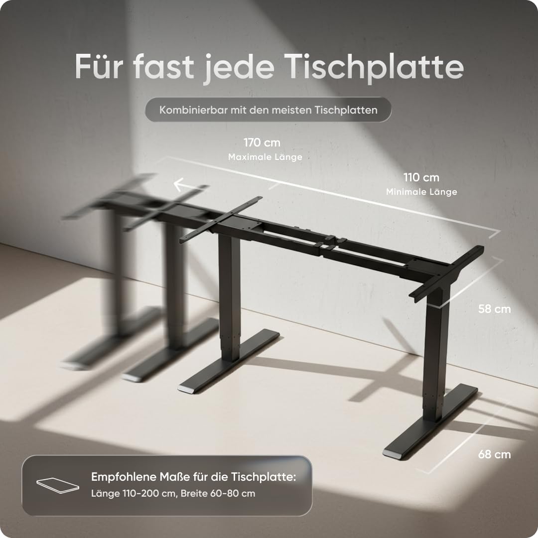 DESKSPACE PRO Plus höhenverstellbarer Schreibtisch elektrisch (140x70cm) - Büro Tisch mit Kollisionsschutz, Memory-Funktion und 10 Jahre Gewährleistung, Stehpult (Gestell Schwarz, Tischplatte Weiß) 8