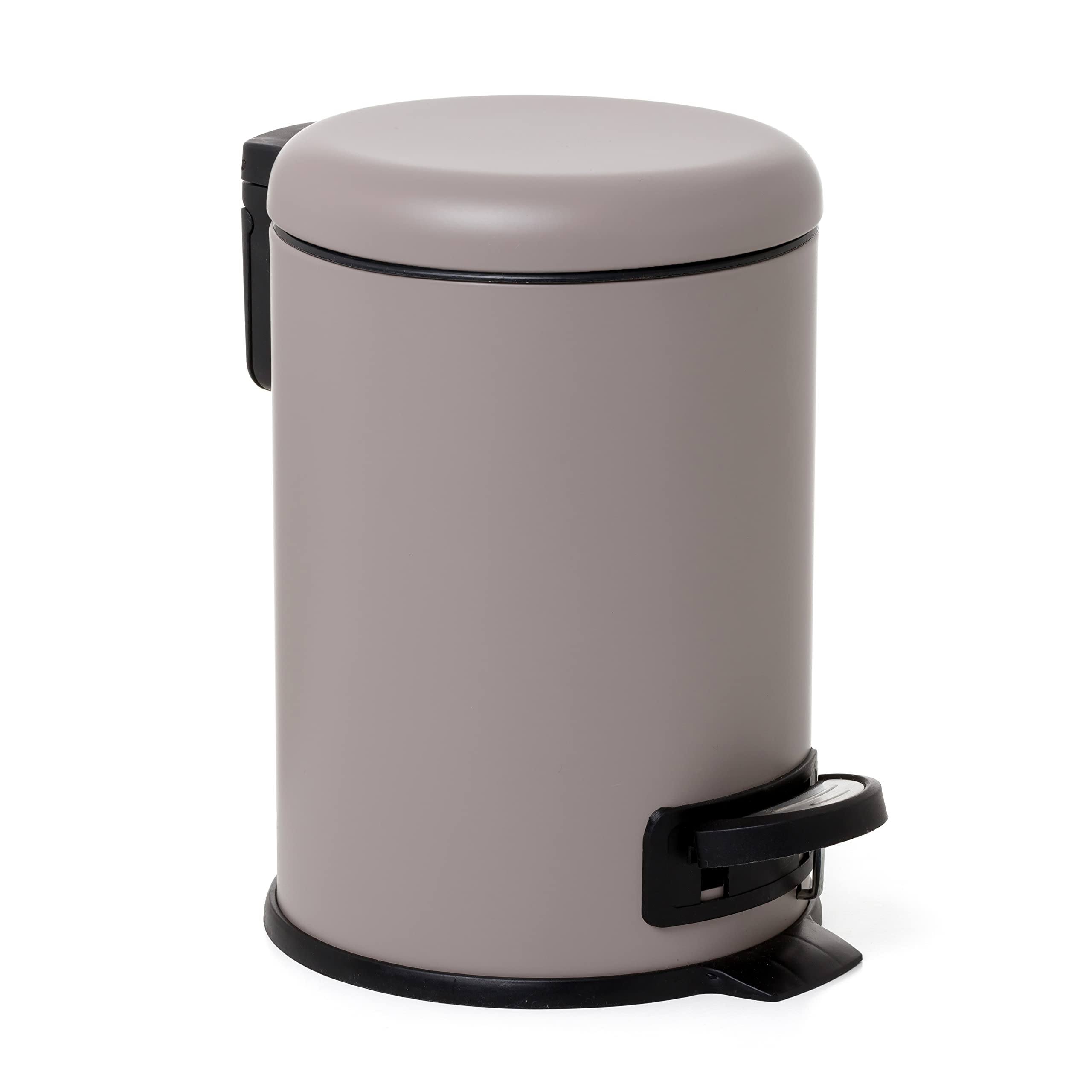 TATAY 3L Pedal Bathroom Bin | Hygienic, Touch-Free Opening | Soft-Close Lid | Removable Inner Bin for Easy Cleaning | Functional Design | 17.5 x 22.5 x 25 cm – Nordic Model – Taupe