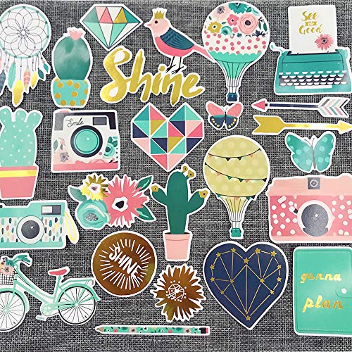 Scrapbook Stickers,33pcs Cardstock Stickers Spring Stickers Floral Stickers Decorative Masking Stickers for Personalize Laptop Scrapbook Daily Planner and Craft