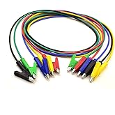 5Pcs 14 Gauge Jumper Wires Alligator Clips Heavy Duty Silicone Test Leads with Insulators Clips for Electrical Testing 5 Colo