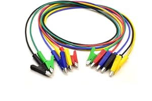 ZHENYU 5Pcs 14 Gauge Jumper Wires Alligator Clips Heavy Duty Silicone Test Leads with Insulators Clips for Electrical Testing 5 Colors 3.3ft/1m