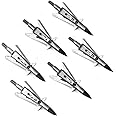 JIANZD Chisel Tip 2 Blade Broadhead, 100 Grain Deploying Archery Mechanical Broadhead with Shock Collar Technology - 6 Pack, Silvery