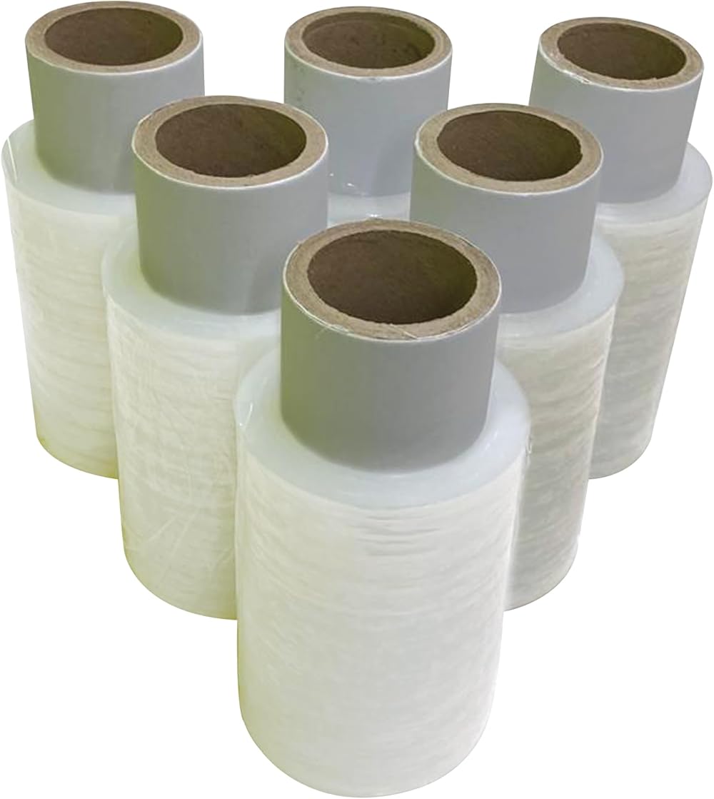 JeeJaan 6 Rolls Clear Mini Handy Shrink Wrap 100mm x 150m 17µm Core