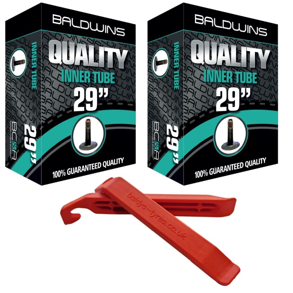 Baldwins Bike Inner Tube 29 x 2.20 to 2.40 Schrader Valve & BALDY'S TYRE LEVER (Pack of 2)