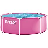 INTEX Metal Frame 8ft x 30in Round Above Ground Swimming Pool, Pink | 28290EP - Pool Only (Pump Not Included)