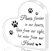 Dog Memorial Gifts for Loss of Dog Cat, Pet Memorial Gifts, Bereavement Remembrance Sympathy Gifts, Pet Condolence Keepsake, Acrylic Heart Passing Away Grave Markers Sign Plaque for Table Desk Decor