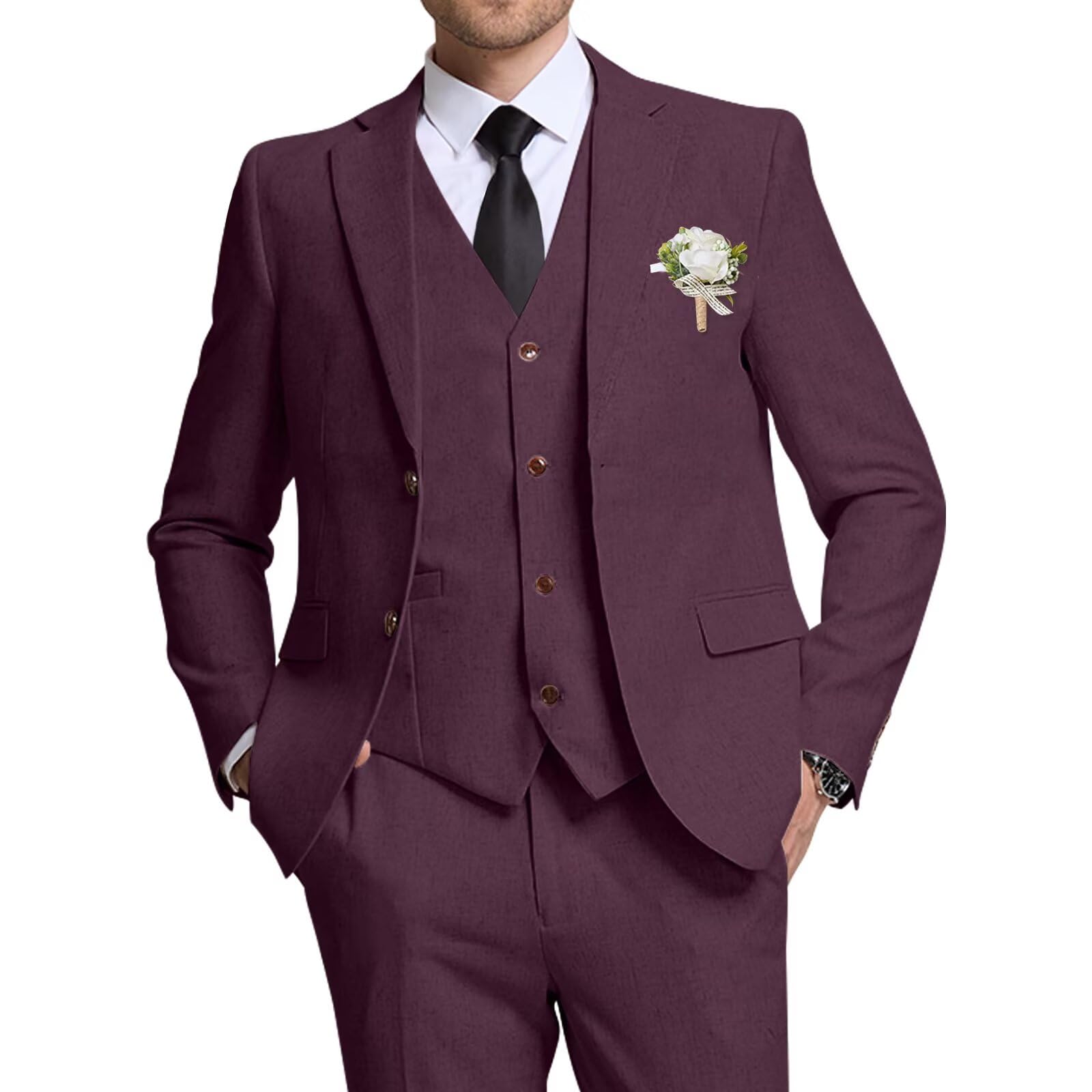 High-End Suits Men Suits Grayish Purple Linen