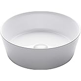 KRAUS Viva™ Round White Porcelain Ceramic Vessel Bathroom Sink, 15 3/4 in. D x 5 3/8 in. H, KCV-205GWH