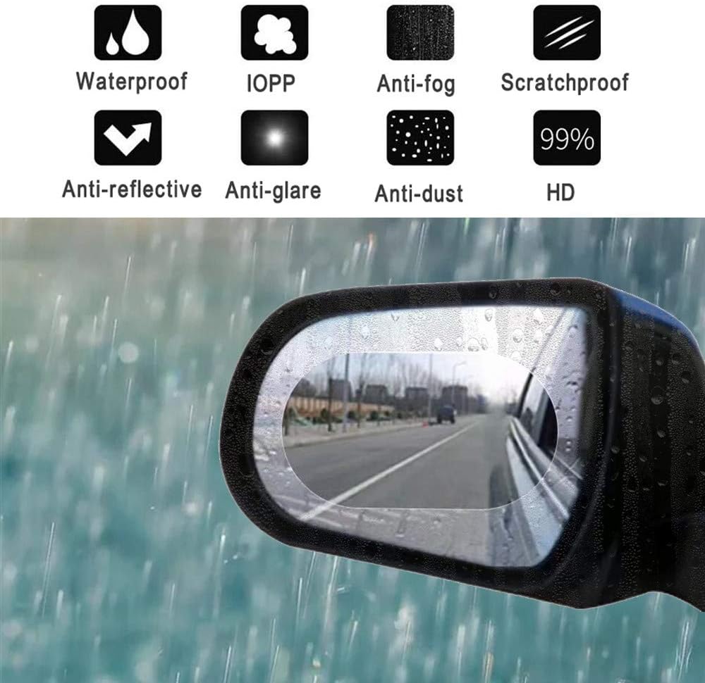 JMAHM Rainproof Film Rearview Mirror Film Car Hydrophobic Film Waterproof Membrane Side Window Anti Fog 2 Pack (Ellipse 100x145mm) - Image 4