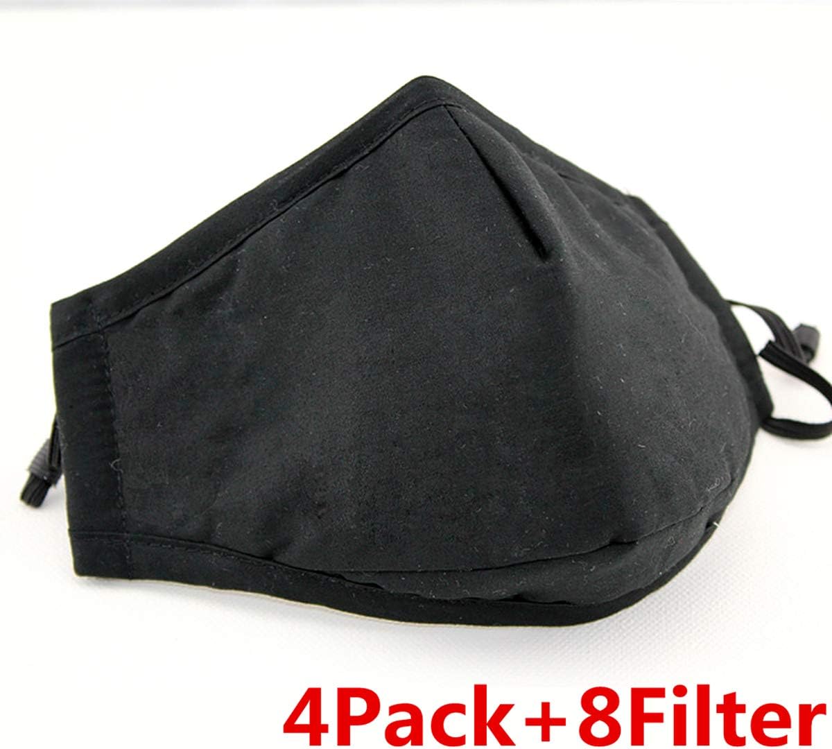12PCs,4Pack Pure Cotton Mouth Mask+8pc activated PM2.5 Carbon Paper,Unsiex Anti-Dust Protective Earloop Cycling Outdoors Face Mask,Individual Package