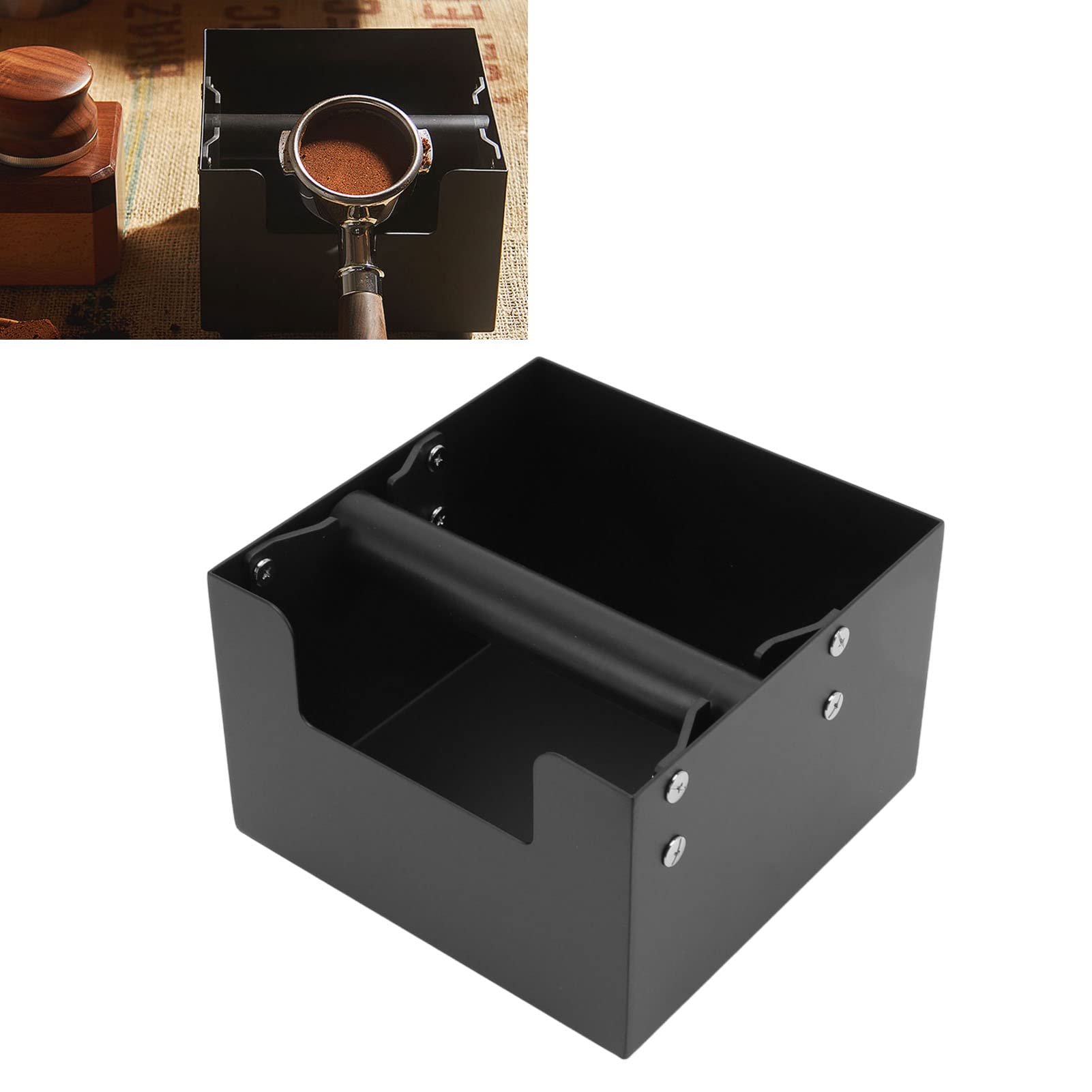 Coffee Knock Box, Coffee Dump Bin, Stainless Steel Drawer Type Coffee Grind Dump Bucket, Prevent Skid Coffee Grounhds Dump Bin for Barista, Bar, Shop, Worktop,Coffee Bar Accessories