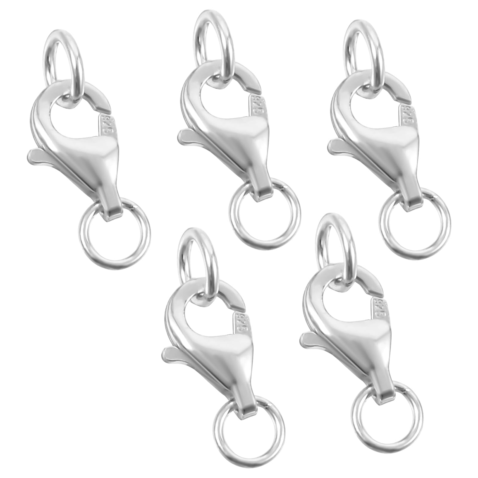 5 Sets Lobster Clasps 925 Sterling Silver Necklace Clasp Lobster Clasps for Jewellery Making with Closed Jump Rings,Jewellery Clasps Bracelet Clasps for Jewelry Making
