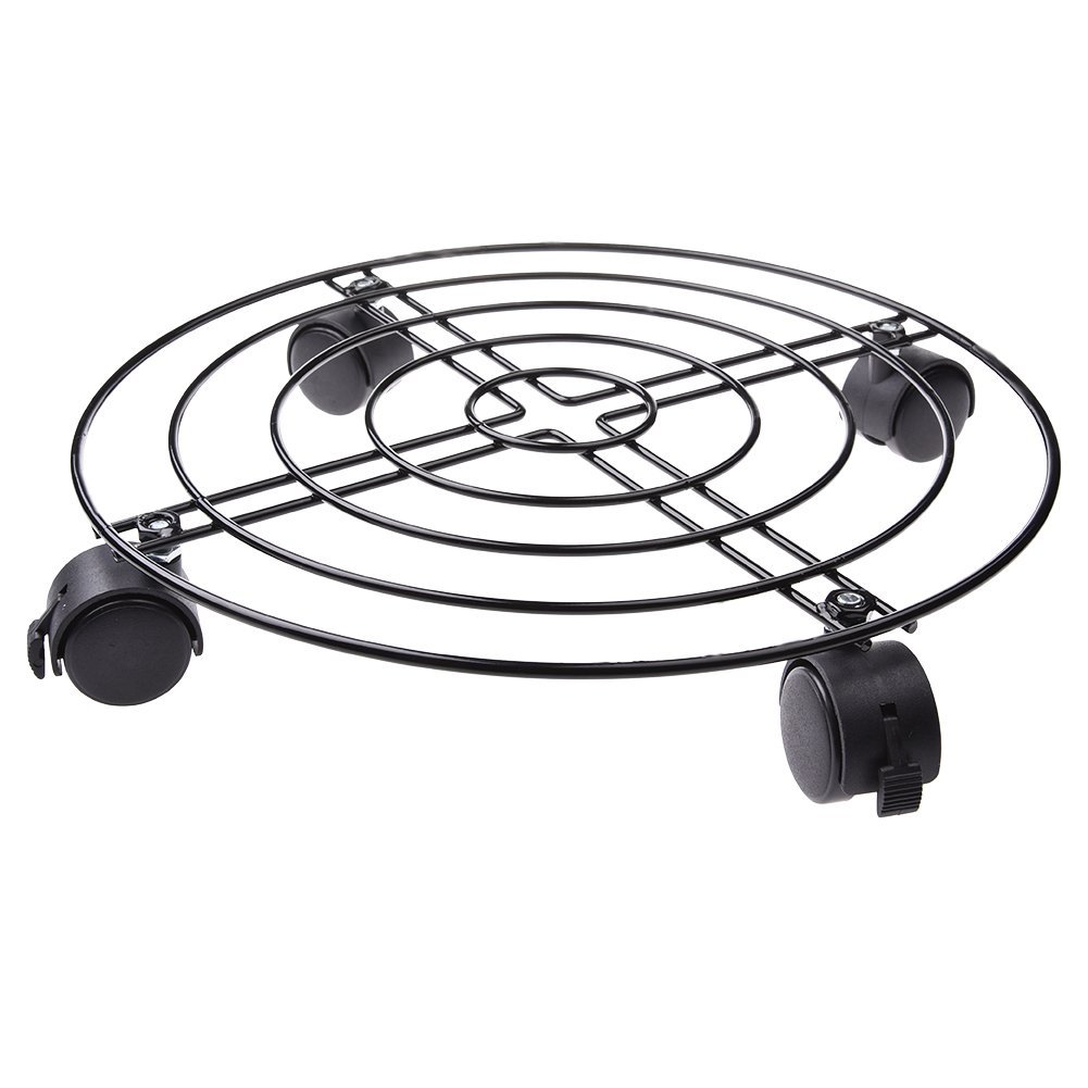 Buy 11 inch Heavy Duty Black Iron Caddy,Metal Stand with Wheels Round