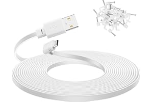 YEAOI 30 ft Extension Cable for WYZE Cam Pan V3, 90 Degree Micro to USB Power Cord for Cam v3 Pro 2K Home Security Camera, White