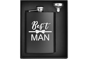 ELEGANTPARK Best Man Flask Personalized Groomsmen Gifts for Wedding Best Man Proposal Gifts Bachelor Party Favors Engraved Hi