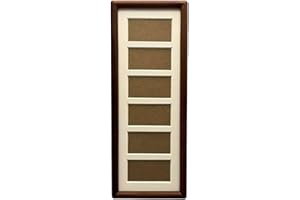 Multiple Opening Picture Frame Collage with 6 holes, Wooden Frame with 2.8 x 3.2 inch White Mat, Full-Strength Arcylic, Photo