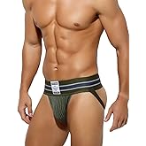 Arjen Kroos Men's Jockstrap Athletic Support Jock Strap with 3" Elastic Waistband & Ventilated Pouch for Gym/Sports