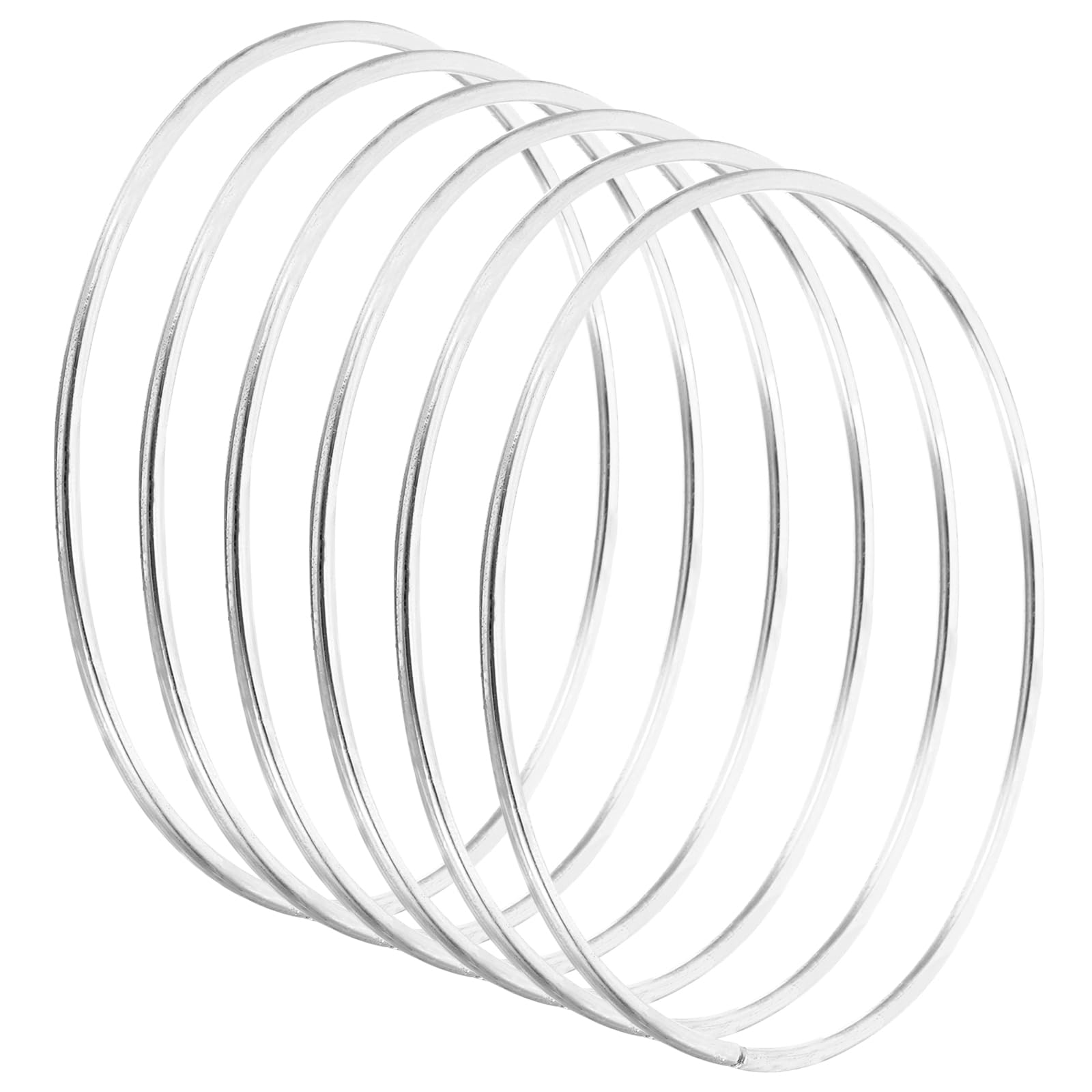 PATIKIL 3.9 Inch Dream Catcher Rings, 6 Pcs Metal Macrame Wreath Floral Round Ring Hoop for Christmas Decor Home Car DIY Craft Wedding Wall Hanging Decorations, Silver