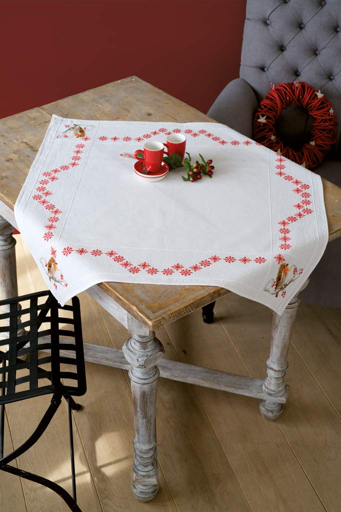 Vervaco Aida Tablecloth Robin, Cotton Blend, Assorted, 37.7 x 20 x 22 cm