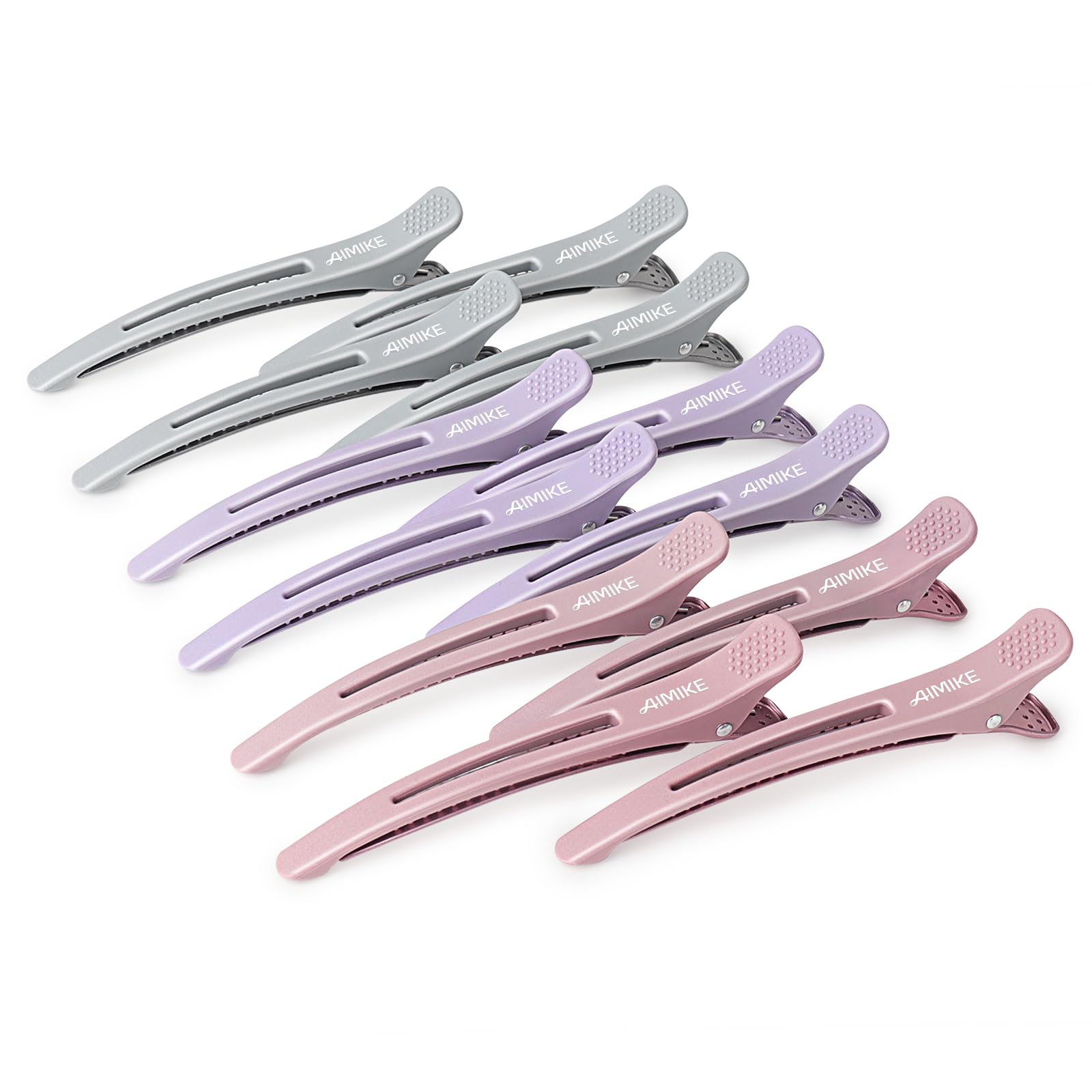 AIMIKE 12pcs No Crease Duck Billed Hair Clips with Silicone Band, Salon Sectioning & Cutting Clips