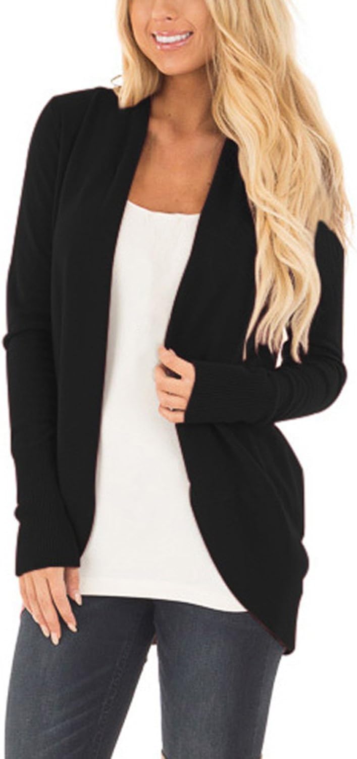 Women's Soft Knit Sweater Outwear Open Front Kimono Cardigans