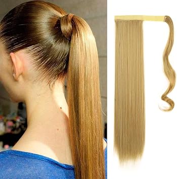 Feshfen 24 Long Straight Wrap Around Ponytail Extensions
