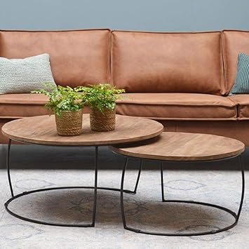 Brix 2er Set Couchtisch Emma Anstelltisch Beistelltisch Sofatisch Holz Metall Schwarz Amazon De Kuche Haushalt