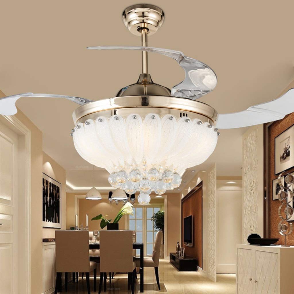 Wanglei Crystal Invisible Ceiling Fan With Lights Led Flower