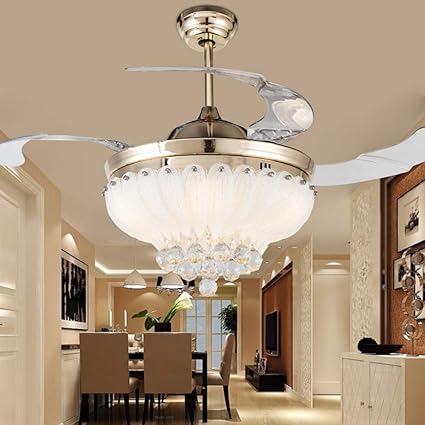 Wanglei Crystal Invisible Ceiling Fan With Lights Led Flower