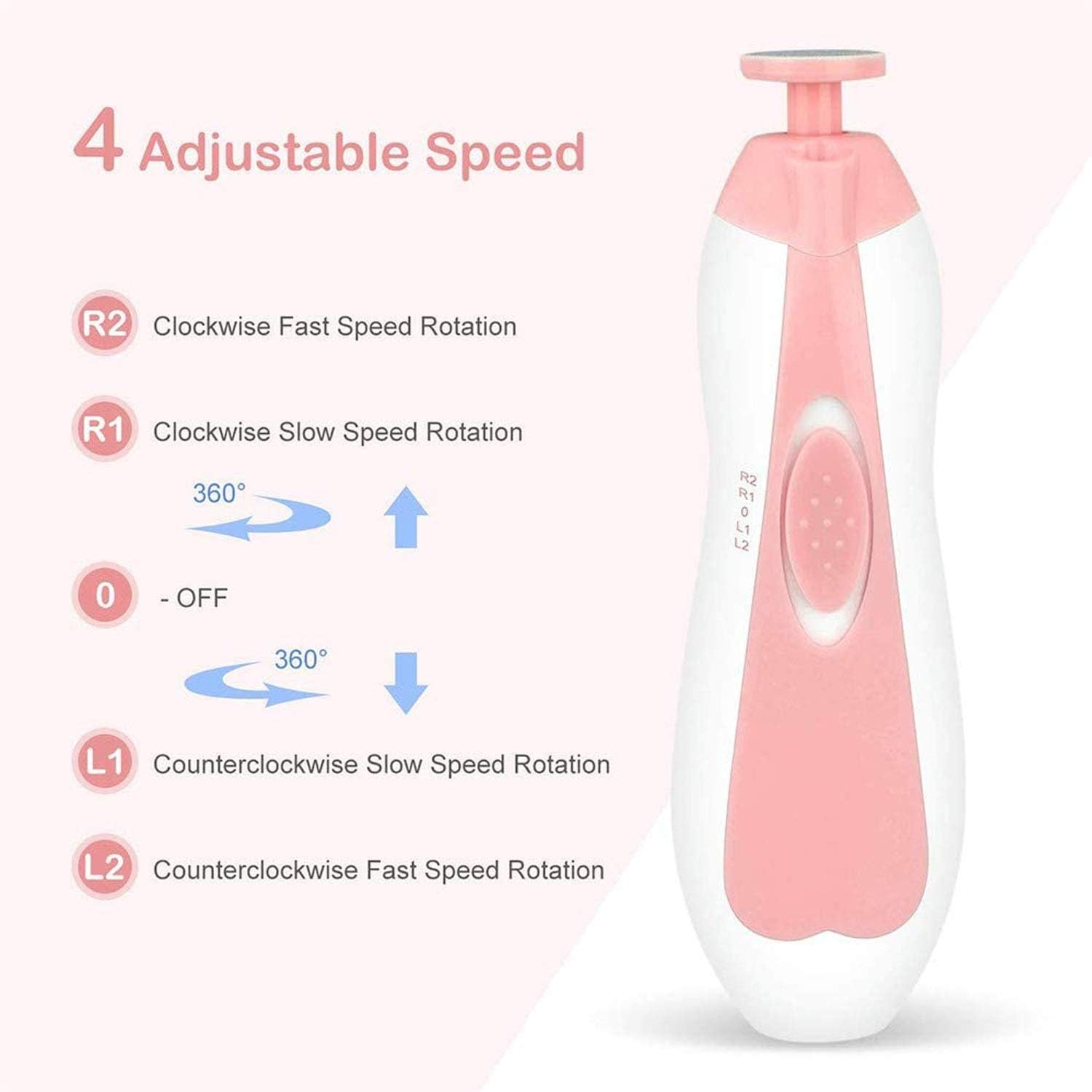 Baby Nail File Trimmer, Electric Baby Nail Clipper, 6 in 1 Baby Electric Nail File with Light, Infant Nail File - Image 4