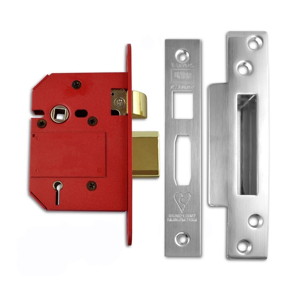 Union Locks Strongbolt 2200S BS 5-Lever Mortice Sash Lock 68mm - Satin Chrome (Boxed)