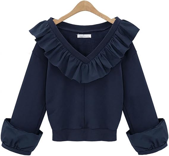 Amazon 大きいサイズ レディース フリルカットソー フリルtシャツ プルオーバー Vネック 986 ネイビー 3l Tシャツ カットソー 通販