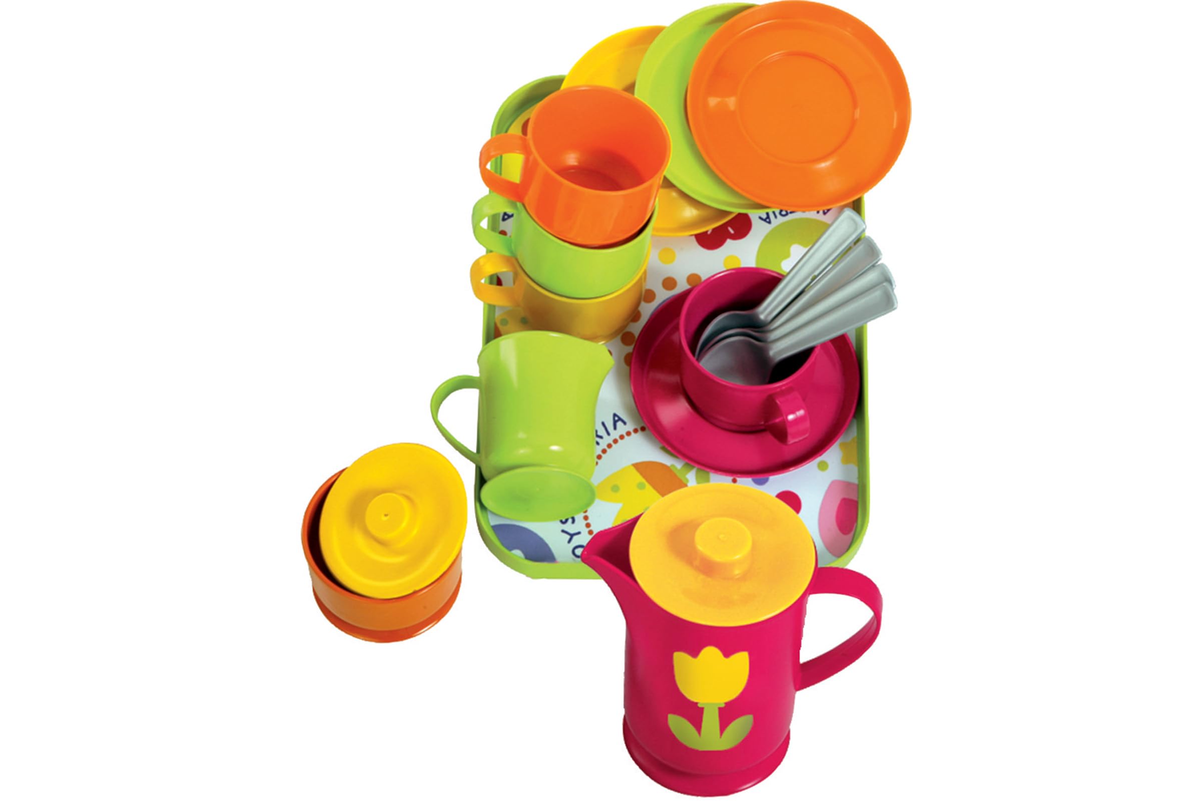 Gowi Toys Coffee Service Set (Pink/Green) - 18 Play Pieces