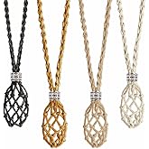 FANASY 4 PCS Crystal Cage Necklace Holder Empty Stone Holder Replacement Hand-Woven Cord with Adjustable Length