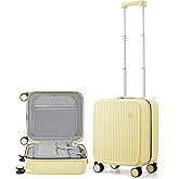mixi Underseat Carry on Luggage 16 Inch Hardshell PC Suitcase with Spinner Wheels TSA Lock for Travel, Lark Yellow